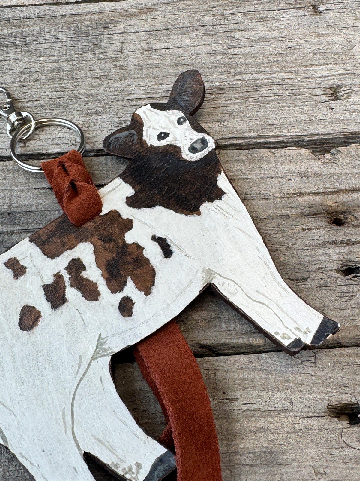 Brown and White Show Heifer Purse Hanger