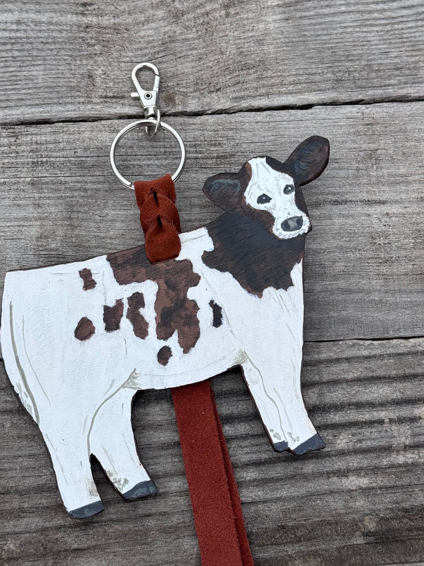Brown and White Show Heifer Purse Hanger