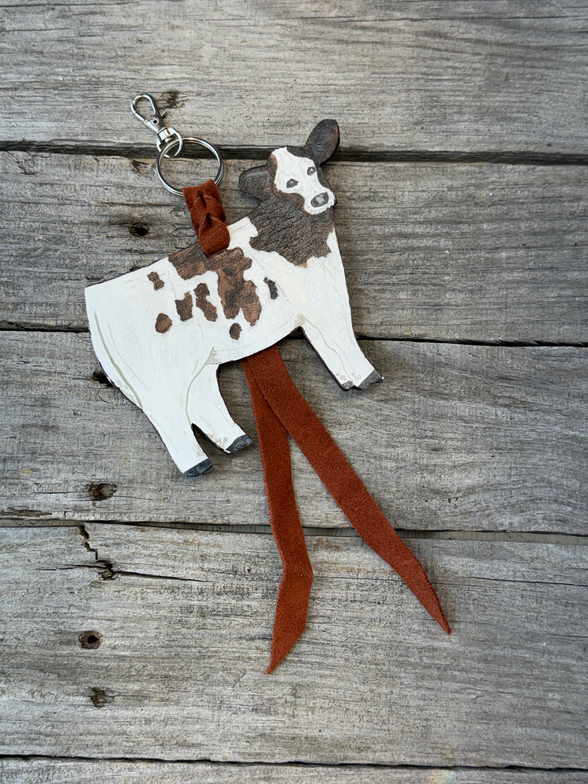 Brown and White Show Heifer Purse Hanger