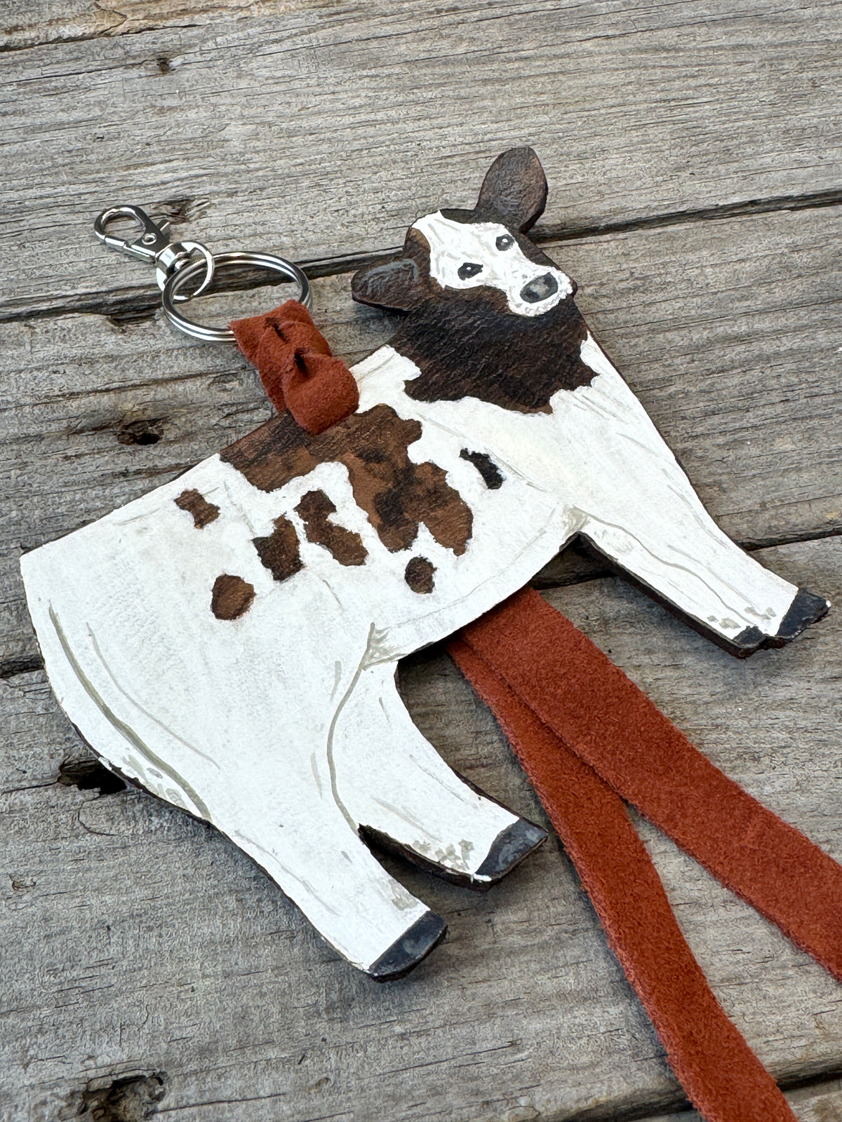 Brown and White Show Heifer Purse Hanger