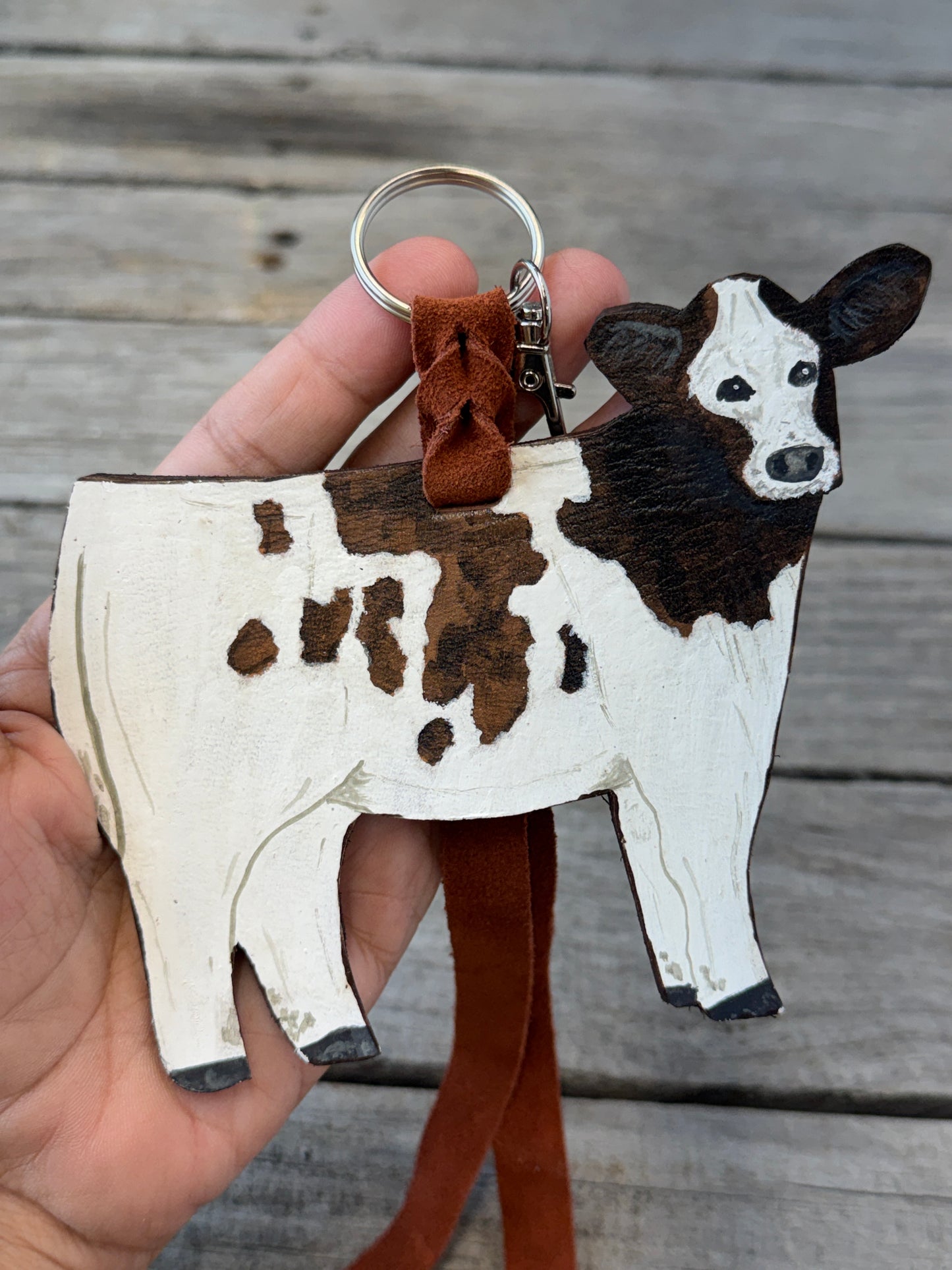 Brown and White Show Heifer Purse Hanger