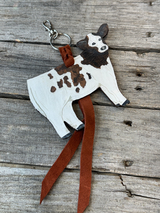 Brown and White Show Heifer Purse Hanger