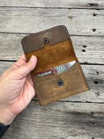 Crazy Horse Oil-Tanned Leather Card Wallet – Rustic Brown Everyday Carry