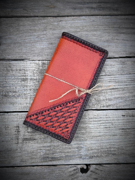 Custom Minimal Stamped Leather Roper Wallet – Handmade Personalized Long Wallet