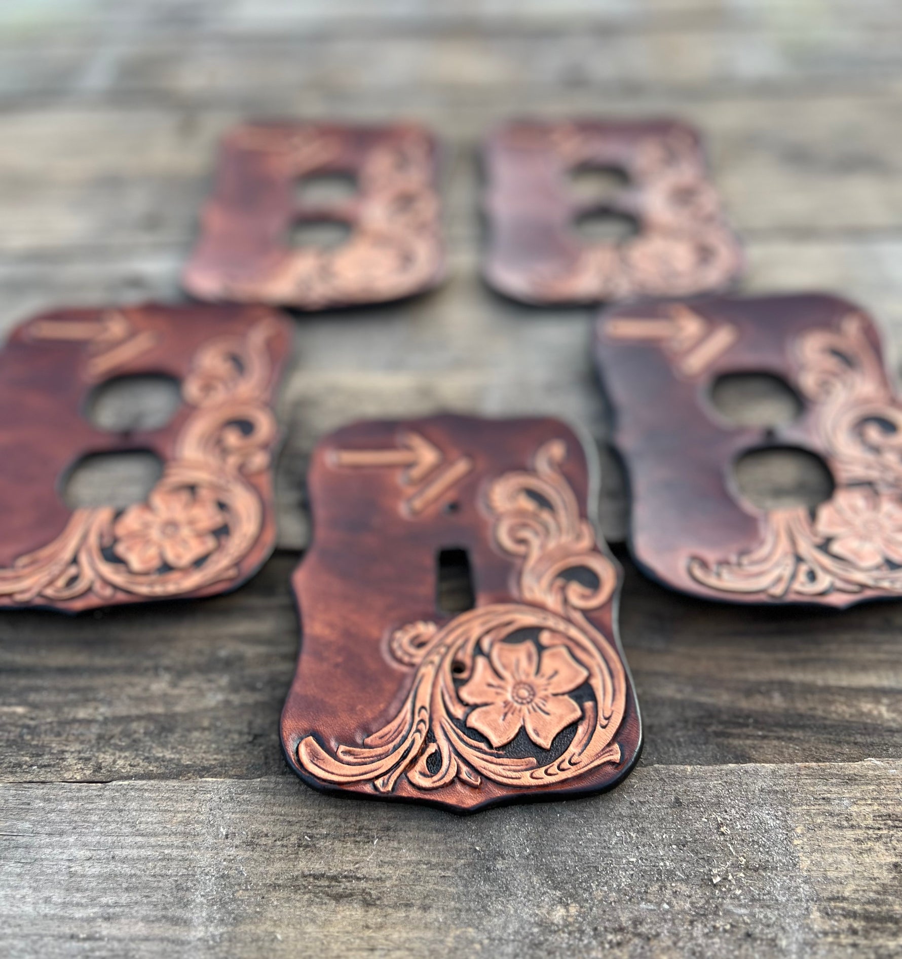 Leather Light Switch Covers | Hand Tooled Western Switch Plates ...