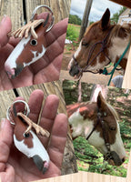 Custom Order~ Hand Painted 3D Horse Head Leather Keychain