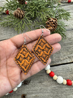 Diamond Geometric Leather Earrings