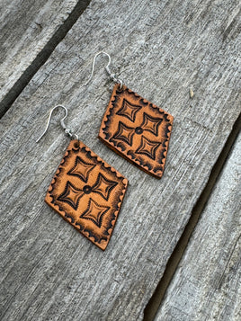 Diamond Geometric Leather Earrings