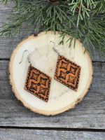 Diamond Geometric Leather Earrings