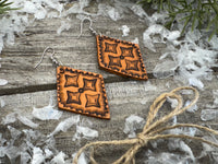 Diamond Geometric Leather Earrings