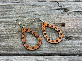 Dotted Teardrop Leather Earrings