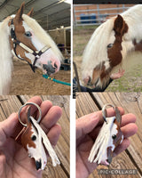 Custom Order~ Hand Painted 3D Horse Head Leather Keychain