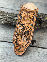 Leather Cast Iron Skillet Handle Cover – Carved Floral