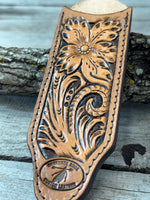 Leather Cast Iron Skillet Handle Cover – Carved Floral