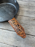 Hand Tooled Leather Cast Iron Skillet Handle Cover – Western Floral