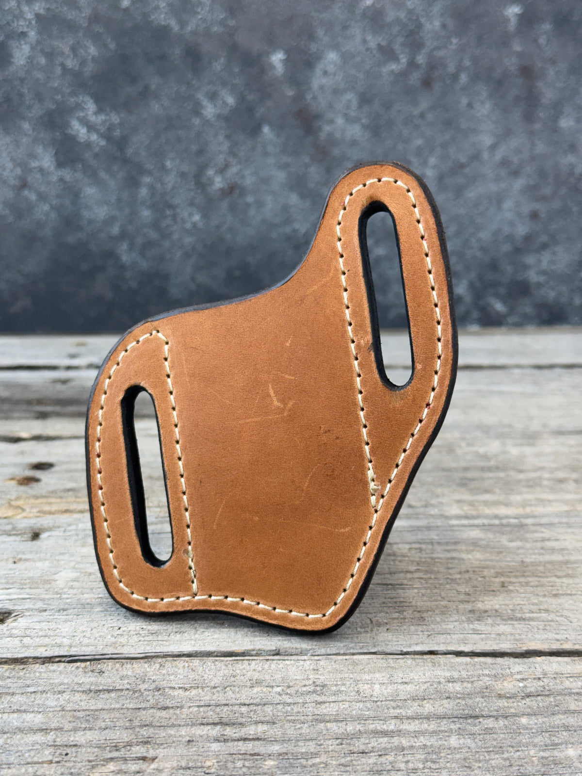 Plain Leather Knife Sheath | Handmade Wide Slanted Pancake Pocket Knife Sheath