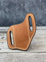 Plain Leather Knife Sheath | Handmade Wide Slanted Pancake Pocket Knife Sheath
