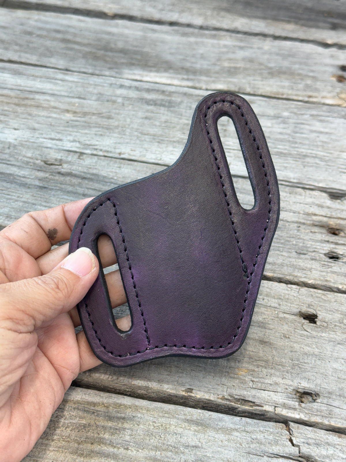 Plain Leather Knife Sheath | Handmade Wide Slanted Pancake Pocket Knife Sheath