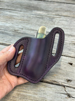 Plain Leather Knife Sheath | Handmade Wide Slanted Pancake Pocket Knife Sheath