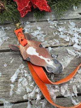 Hand Painted Dark Chestnut Horse Face Key Chain