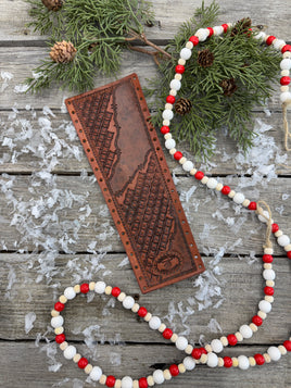 Two-Tone Decorative Square Stamped Leather Show Stick Wrap