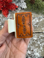 Hand Stamped Leather Hair Clips – 2” Mini Western Clips