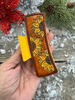 Hand Carved Leather 4" Hair Claw Clip