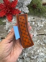 Hand Stamped Leather 4" Hair Claw Clip