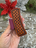 Hand Stamped Leather 4" Hair Claw Clip