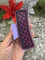 Hand Stamped Leather 4" Hair Claw Clip