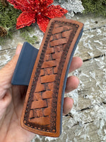 Hand Stamped Leather 4" Hair Claw Clip