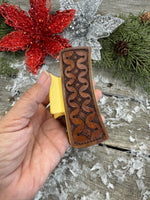 Hand Stamped Leather 4" Hair Claw Clip