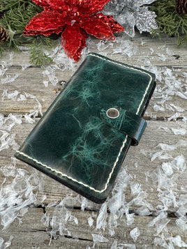 Copper Turquoise Oil Tanned Leather Spiral Top Notebook Holder