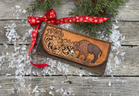 Western Floral Bison 3 Card Ladies Clutch Wallet