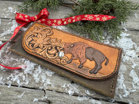 Western Floral Bison 3 Card Ladies Clutch Wallet