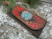 Tribal Turquoise Heart 3 Card Ladies Clutch Wallet