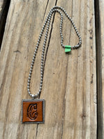Fancy Scroll Letter 'C' Initial Leather Pendant Necklace
