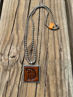 Fancy Scroll Letter 'D' Initial Leather Pendant Necklace