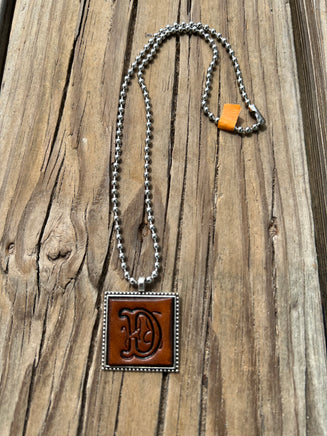 Fancy Scroll Letter 'D' Initial Leather Pendant Necklace