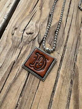 Fancy Scroll Letter 'D' Initial Leather Pendant Necklace
