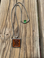 Fancy Scroll Letter 'F' Initial Leather Pendant Necklace