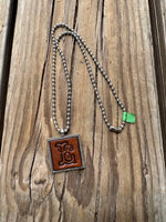 Fancy Scroll Letter 'L' Initial Leather Pendant Necklace