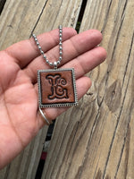 Fancy Scroll Letter 'L' Initial Leather Pendant Necklace