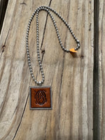 Fancy Scroll Letter 'O' Initial Leather Pendant Necklace