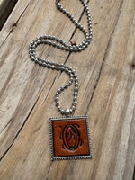 Fancy Scroll Letter 'O' Initial Leather Pendant Necklace