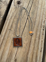 Fancy Scroll Letter 'Q' Initial Leather Pendant Necklace