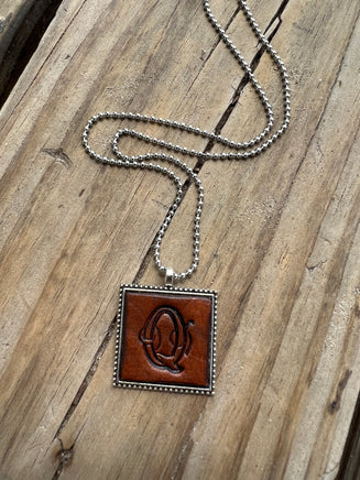 Fancy Scroll Letter 'Q' Initial Leather Pendant Necklace