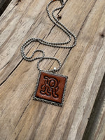 Fancy Scroll Letter 'R' Initial Leather Pendant Necklace