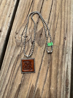 Fancy Scroll Letter 'R' Initial Leather Pendant Necklace