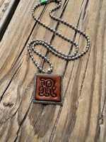 Fancy Scroll Letter 'R' Initial Leather Pendant Necklace